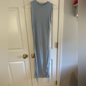 ILLA ILLA ribbed side scrunch blue maxi dress